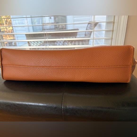 Hoxis Minimalist Clean Cut Tote Camel Color ShoulderHandbag Pebbled Faux Leather - Picture 13 of 13